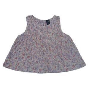Vintage GAP Kids (2000) cotton ditsy floral print sleeveless smocked swing top